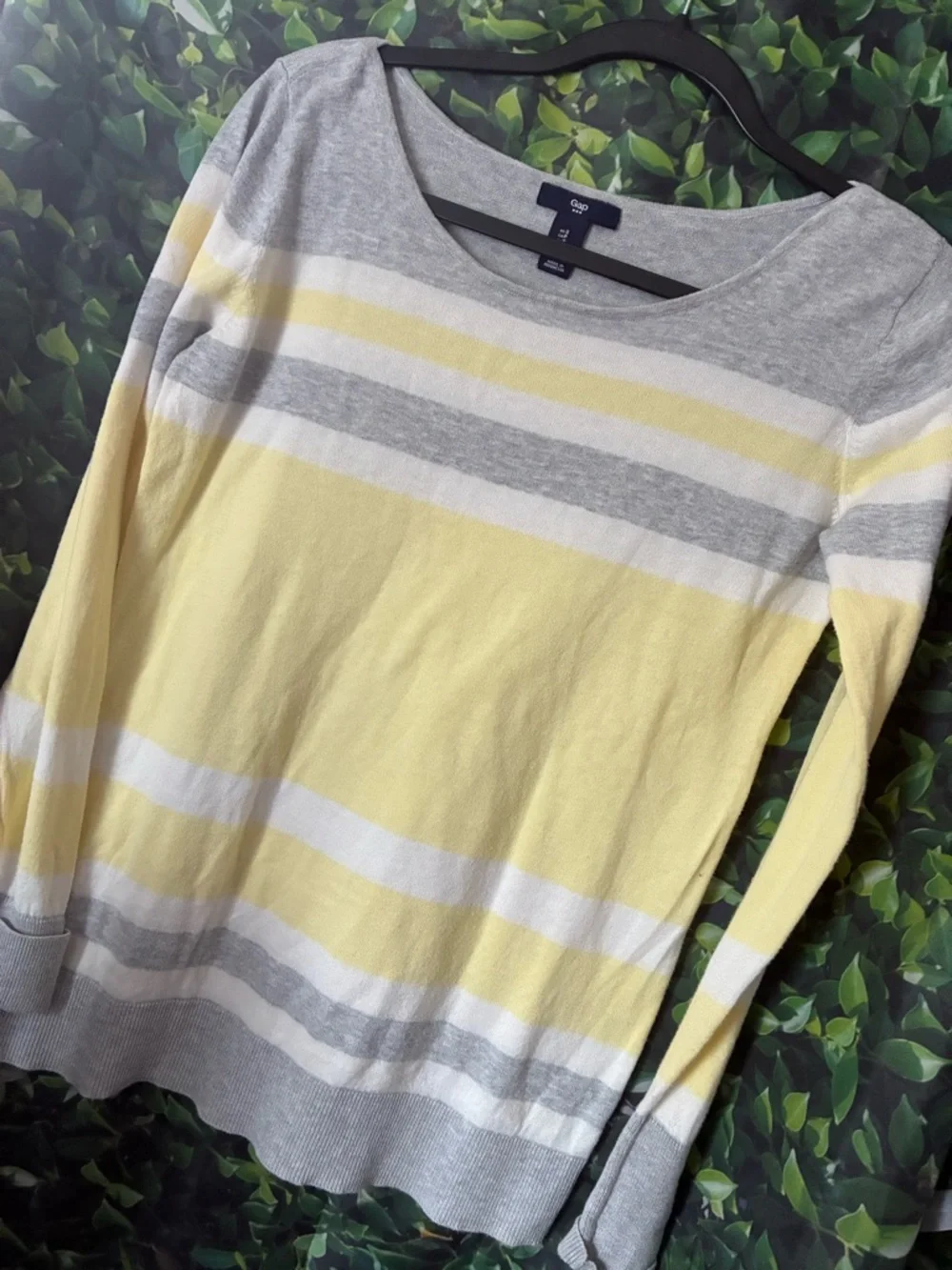 GAP Striped Crewneck Sweater in Yellow, Gray & White - Picture 3 of 3